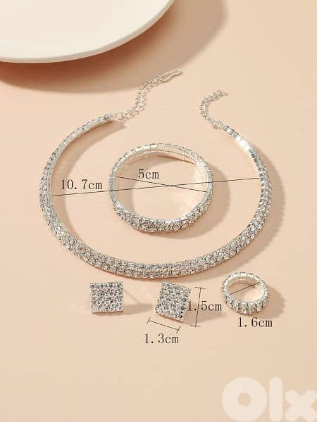2 row crystal set 4pcs high quality  necklace bracelet ring earrings 2