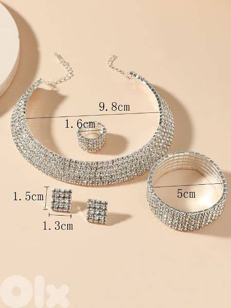 5 crystal rows  set 4pcs high quality necklace bracelet ring earrings 3