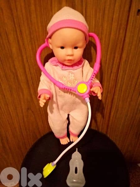 BABY BORN BIG Girl SIMBA As New Toy +Stethoscope +water bottle 44Cm=21 2