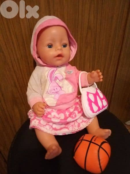 BABY BORN Zapf Big Girl As new Toy Set in outfit +bag +leger Ball=21$ 3