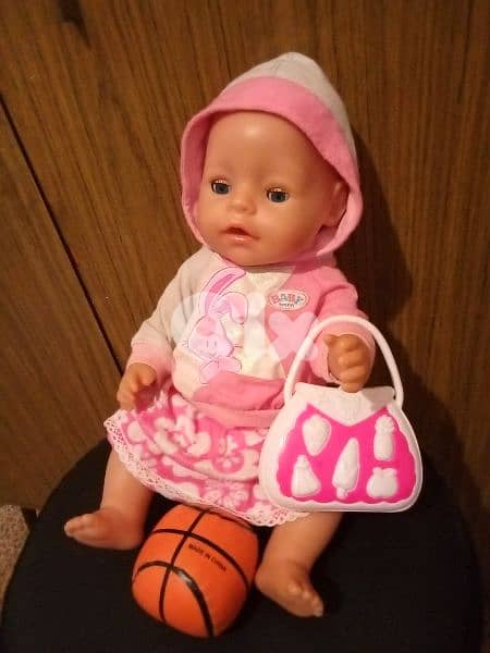 BABY BORN Zapf Big Girl As new Toy Set in outfit +bag +leger Ball=21$ 4
