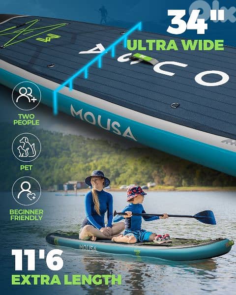 MOUSA Navy/Grey stand up paddle board (sup) with d-ring for kayak seat 4