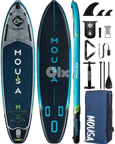 MOUSA Navy/Grey stand up paddle board (sup) with d-ring for kayak seat 5