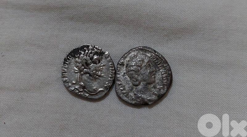 Set of 2 ancinet Silver Roman Coins Septimus Severus & Julisla Domana 0