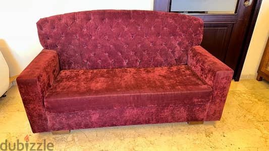 sofa purple capitoné