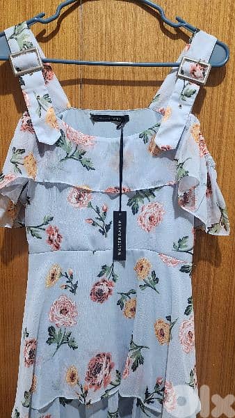 walter Baker Coco blue floral maxi dress size 40 (42)فستان طويل 2