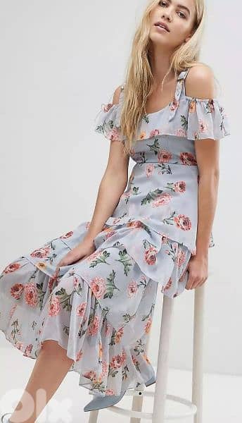 walter Baker Coco blue floral maxi dress size 40 (42)فستان طويل 6