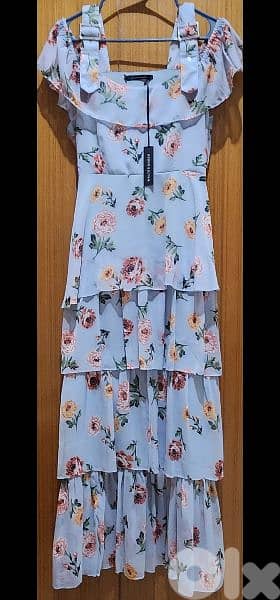 walter Baker Coco blue floral maxi dress size 40 (42)فستان طويل 1