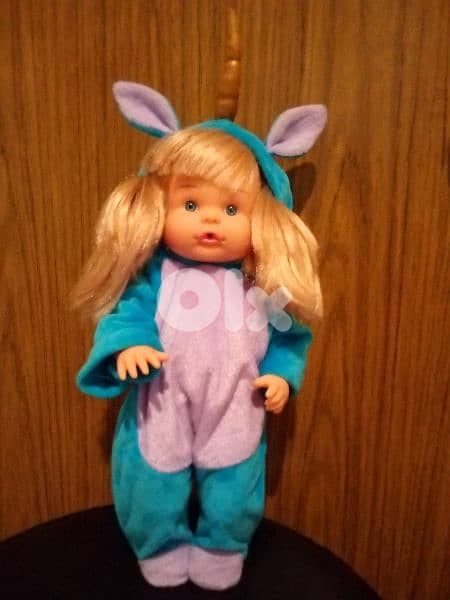 BABY GIRL DIMIAN in Unicorn Overol large as new doll 35Cm has hair=23$ 0