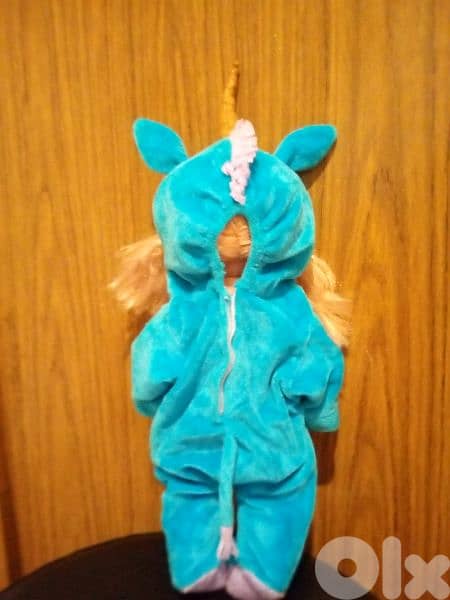 BABY GIRL DIMIAN in Unicorn Overol large as new doll 35Cm has hair=23$ 2