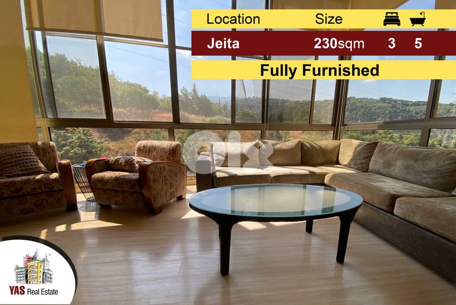 Jeita 230m2 | Excellent Apartment | Furnished | Mountain View | 0