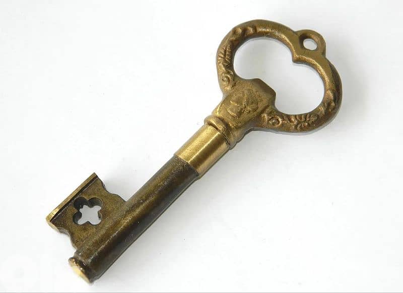 Vintage Wine Opener Old Key Solid Brass Barware Corkscrew Key 1