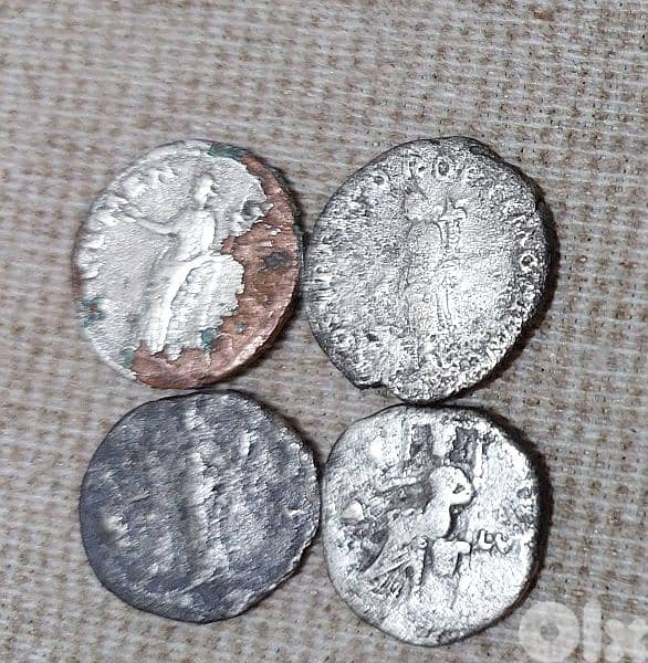 Set of four Ancient Roman Silver coins Emperors Trajan,Vespesian,Alex 1