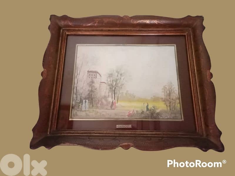 2 French oil paintings miniatures, 19th. century, signed by Ramadier 0