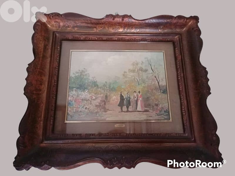 2 French oil paintings miniatures, 19th. century, signed by Ramadier 1