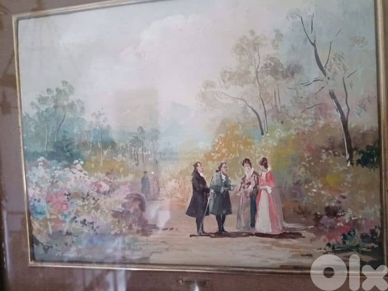 2 French oil paintings miniatures, 19th. century, signed by Ramadier 2