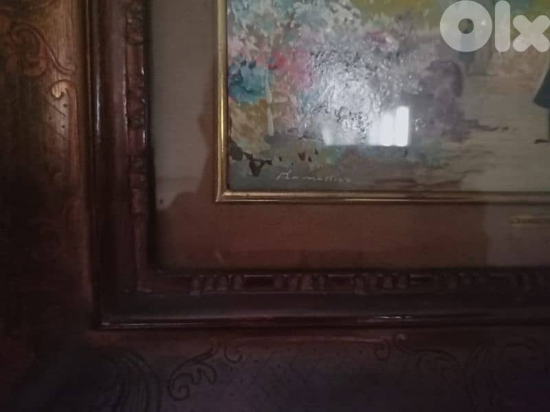 2 French oil paintings miniatures, 19th. century, signed by Ramadier 3