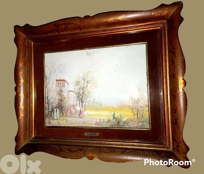 2 French oil paintings miniatures, 19th. century, signed by Ramadier 8