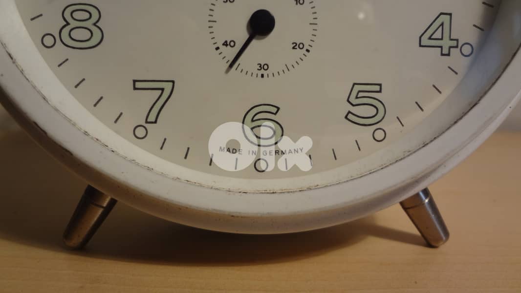 Vintage Mebas German mechanical ,internal bells alarm clock working 2