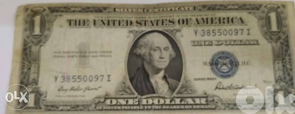 USA One Dollar Silver BankNote certifcate year 1935 0