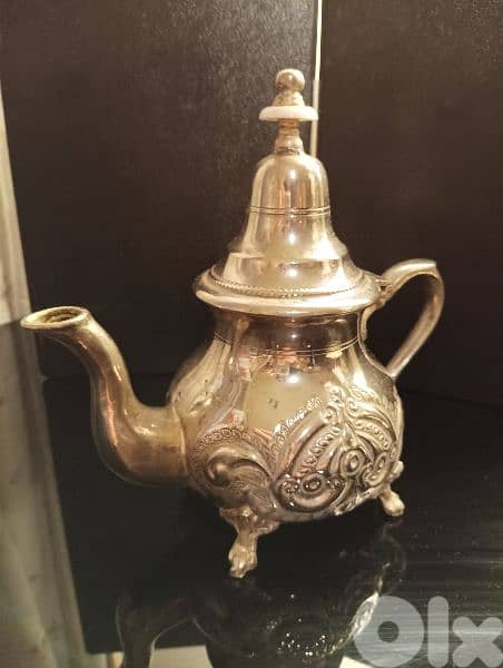 إبريق أنتيك نادر مغربي مولاي حسن ١٩٧٠ مطلي بالفضة 0