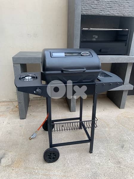 charcoal barbecue grill with side burner 0