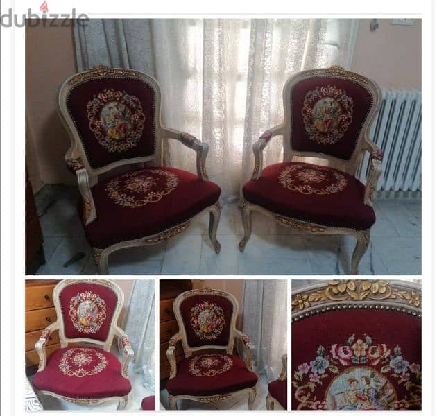 تحفه منزليه للذوق الرفيع   2fauteuils salon مشغوله باليد قطبه قطبه . 1