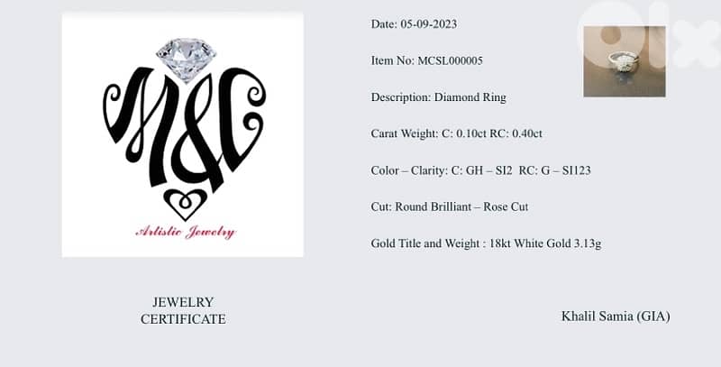 Diamond ring 18k white gold 1