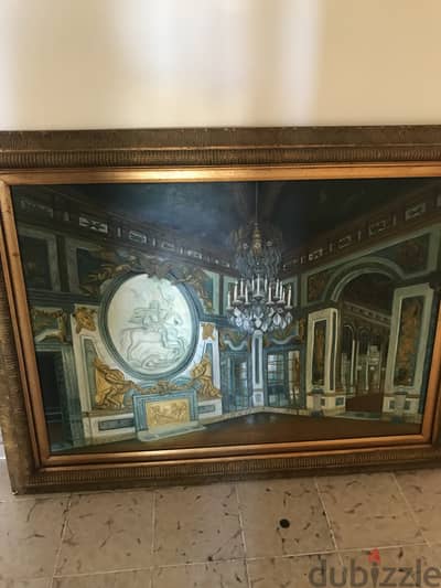 Wall painting with big gold frame. 120*93