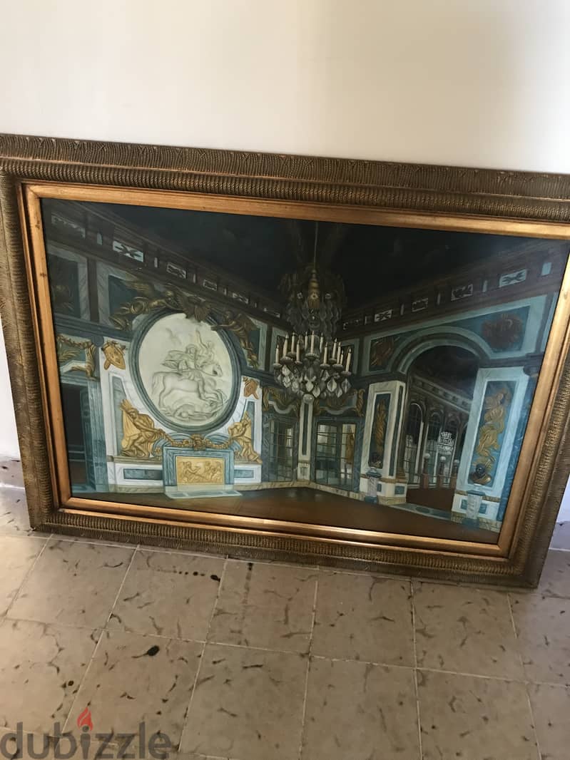 Wall painting with big gold frame. 120*93 1