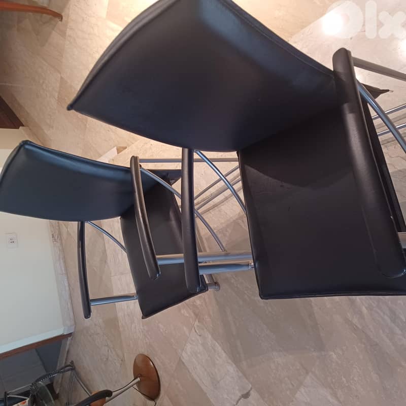 Leather Chairs with silver chrome 1