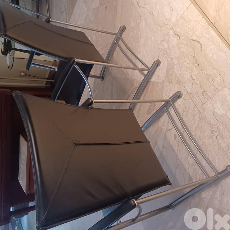 Leather Chairs with silver chrome 2