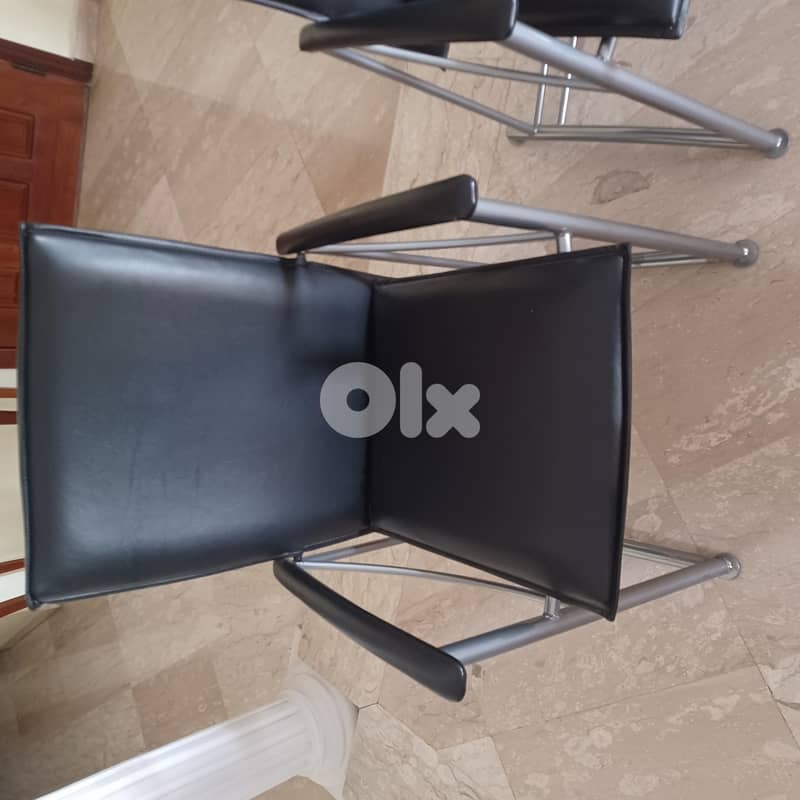 Leather Chairs with silver chrome 3
