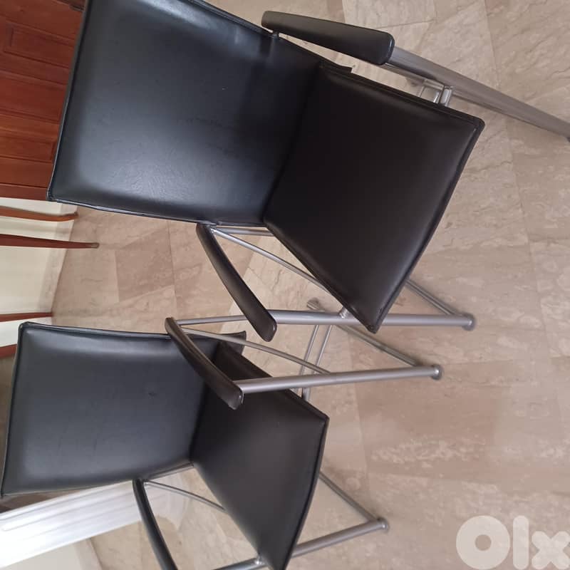 Leather Chairs with silver chrome 5