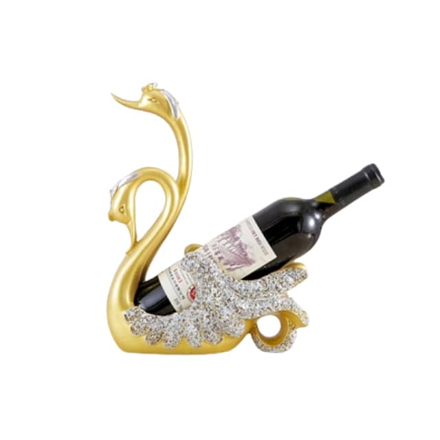 Couple Swan Wine Rack in Elegant Blue and Gold 5