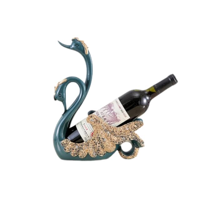Couple Swan Wine Rack in Elegant Blue and Gold 6