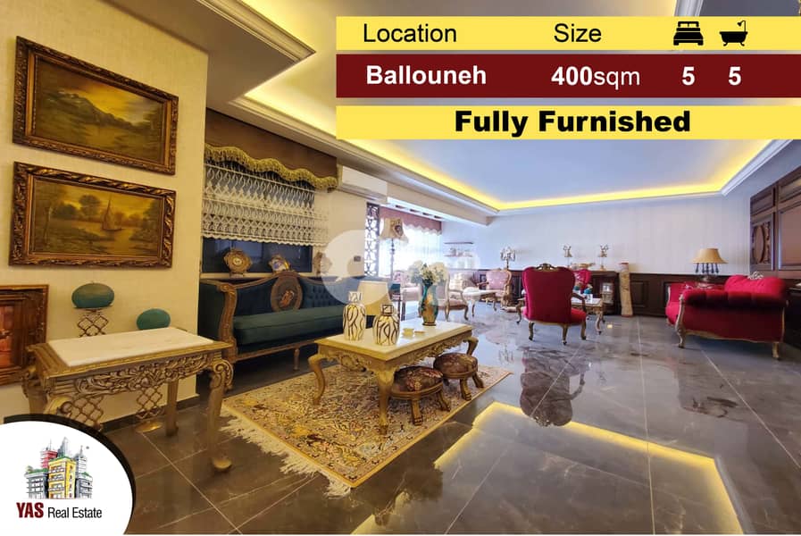 Ballouneh 400m2 | Fully Furnished | Designer’s Signature | 0
