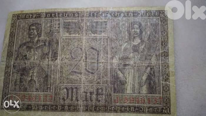 German WW1 20 Mark Reich Banknote year 1918 1