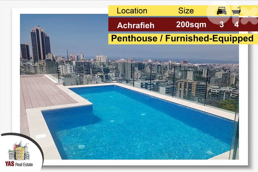 Achrafieh 200m2+ 100m2 terrace | Penthouse | Swimming Pool | Furnished 0