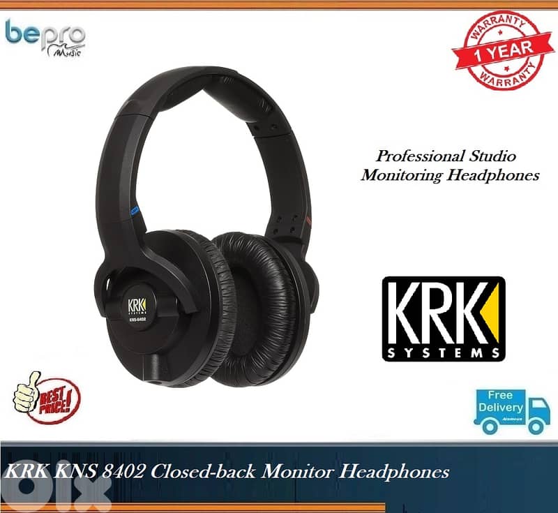 KRK KNS 8402 Closed-back Monitor Headphones 0