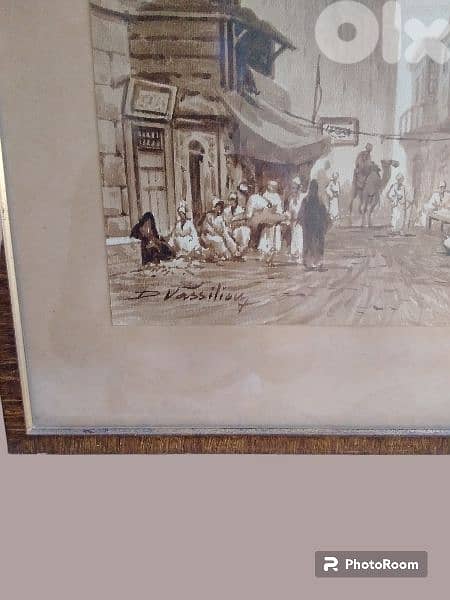 An Old watercolor by Dimitris Vassiliou 1960's 2