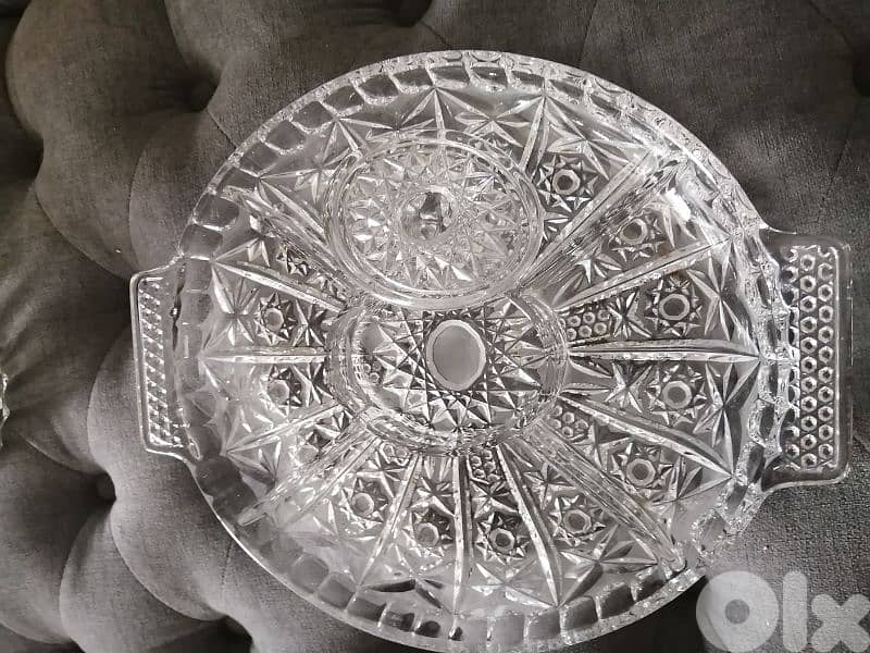 crystal hand cut chees/appetizer plate 3