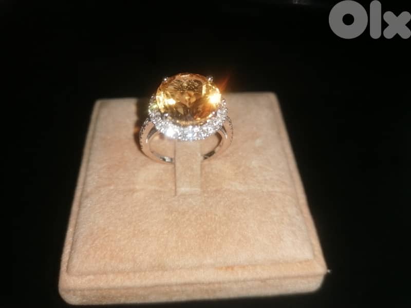 Natural Citrine and Diamond ring 6