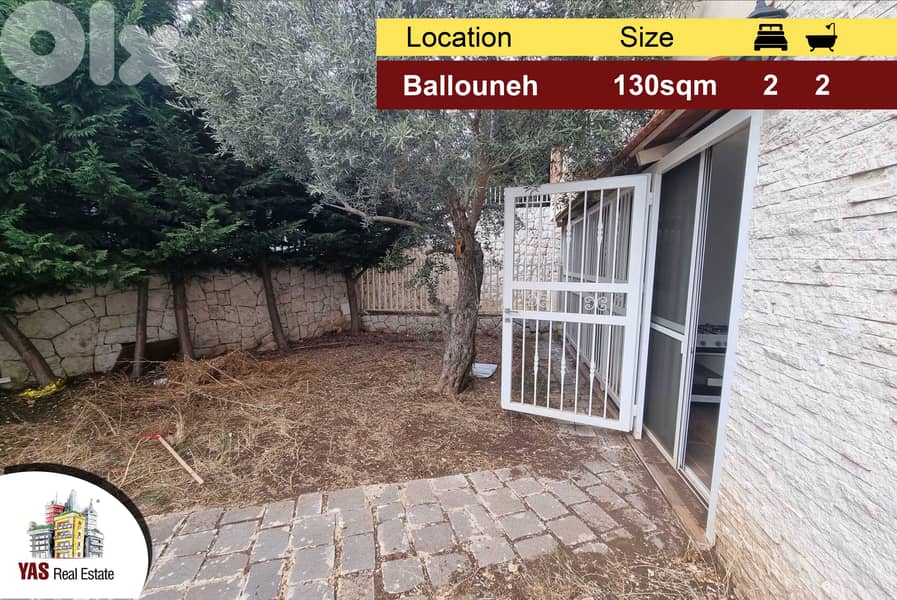 Ballouneh 130m2 | 150m2 Garden/Terrace | Good Condition | EL 0