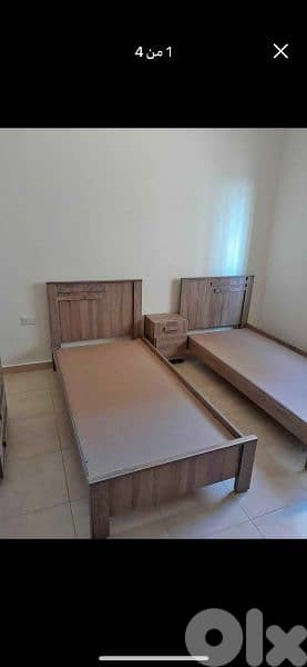 تخت مفرد عدد اتنين مع كمود صغيرة 0