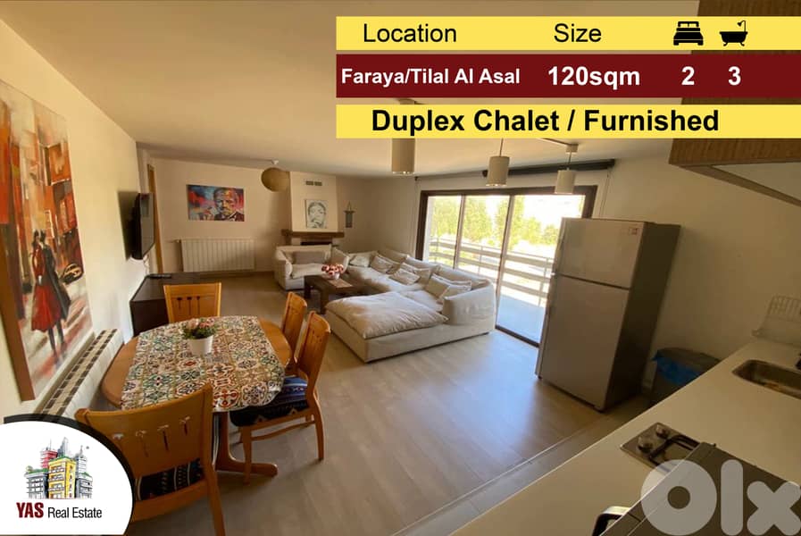 Faraya / Tilal Al Asal 120m2 | Duplex | Rarely Used | Furnished | DA 0