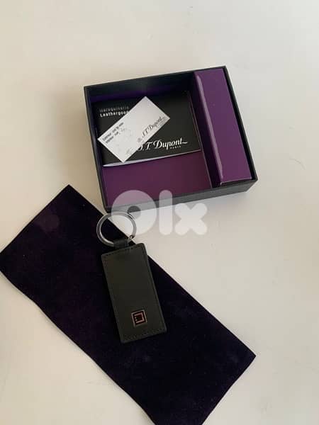 St. Dupont genuine leather black key chain Porte-cle 2