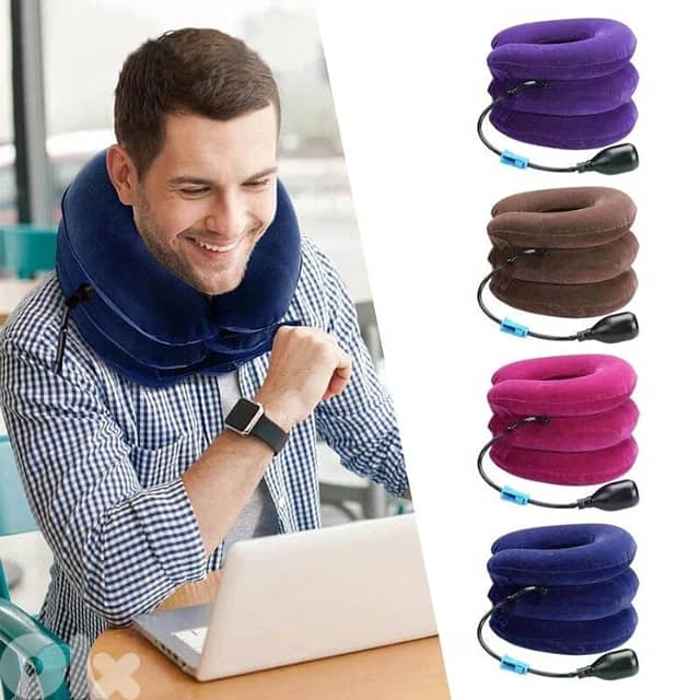 Cervical Traction Neck Pillow with Air Pump for Neck & Shoulders 7