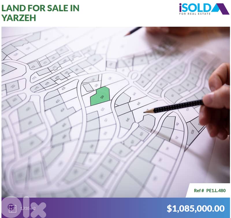 1735m2 land + open mountain/sea view for sale in Yarzeh/Baabda 0