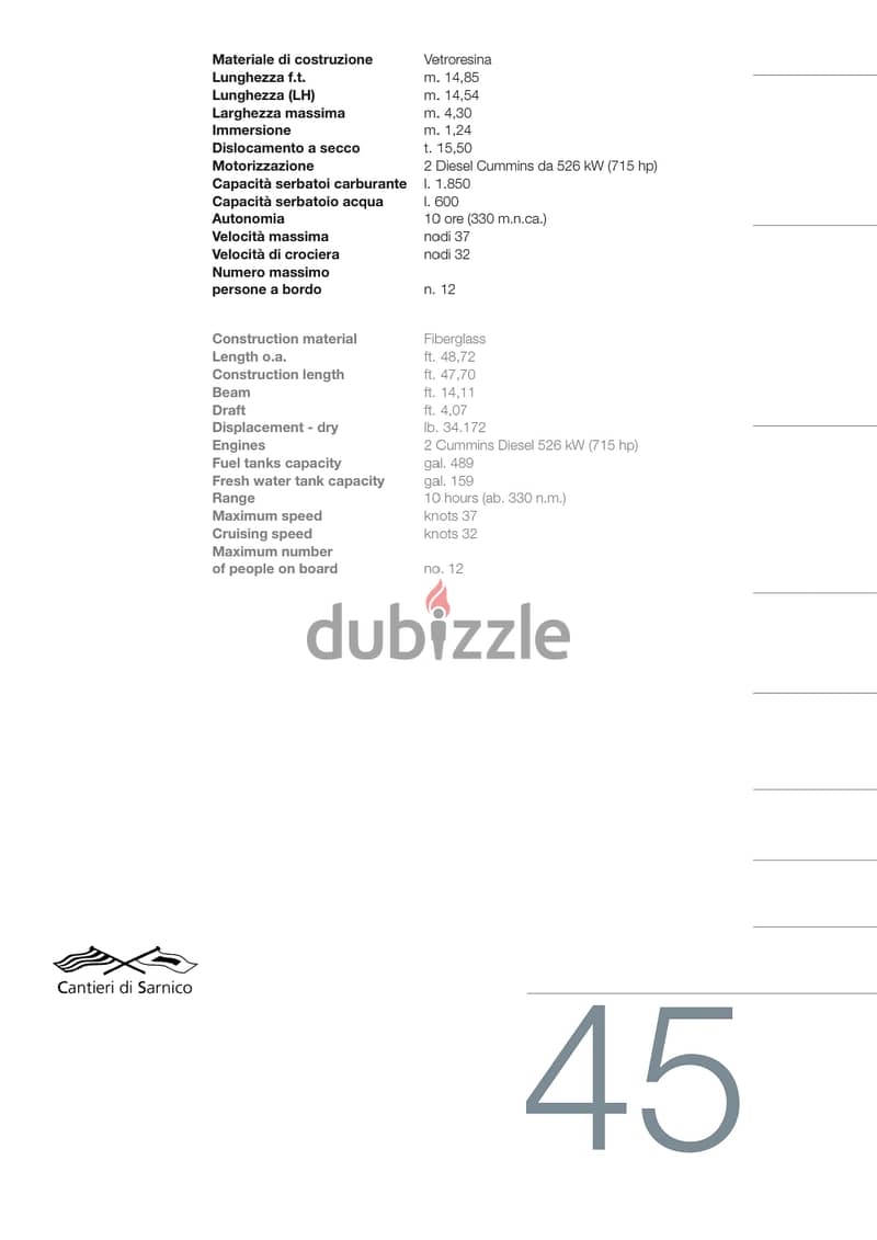 Cantieri Di Sarnico 45 Maxim Yacht for Sale 10